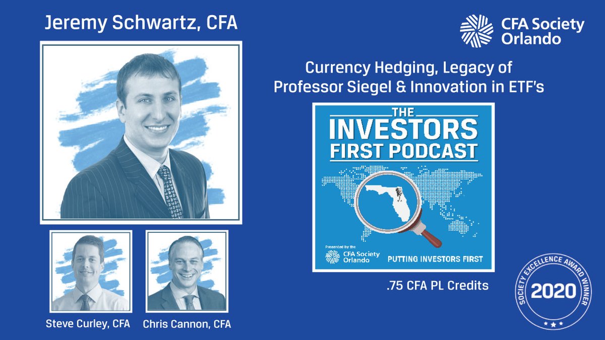 New episode w/ <a href="/JeremyDSchwartz/">Jeremy Schwartz</a>, CFA of <a href="/WisdomTreeFunds/">WisdomTree</a> , hosted by Steve Curley, CFA &amp; Chris Cannon, CFA (<a href="/CC_Rock/">Chris Cannon</a>). We discuss currency hedging in equities, the legacy of Professor Siegel, his podcast &amp; the calculus behind launching a new ETF. 

bit.ly/3yXWpNE