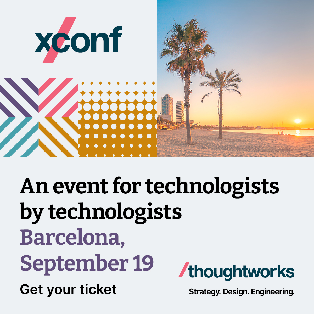 thoughtworks's tweet image. Two weeks to go for #XConf Europe in Barcelona, our conference for technologists by technologists. Get one of our last few tickets and listen to a diverse line up of tech experts from all around Europe talking about #LLM, #DataMesh, #DPE and much more! bit.ly/3WJc78f