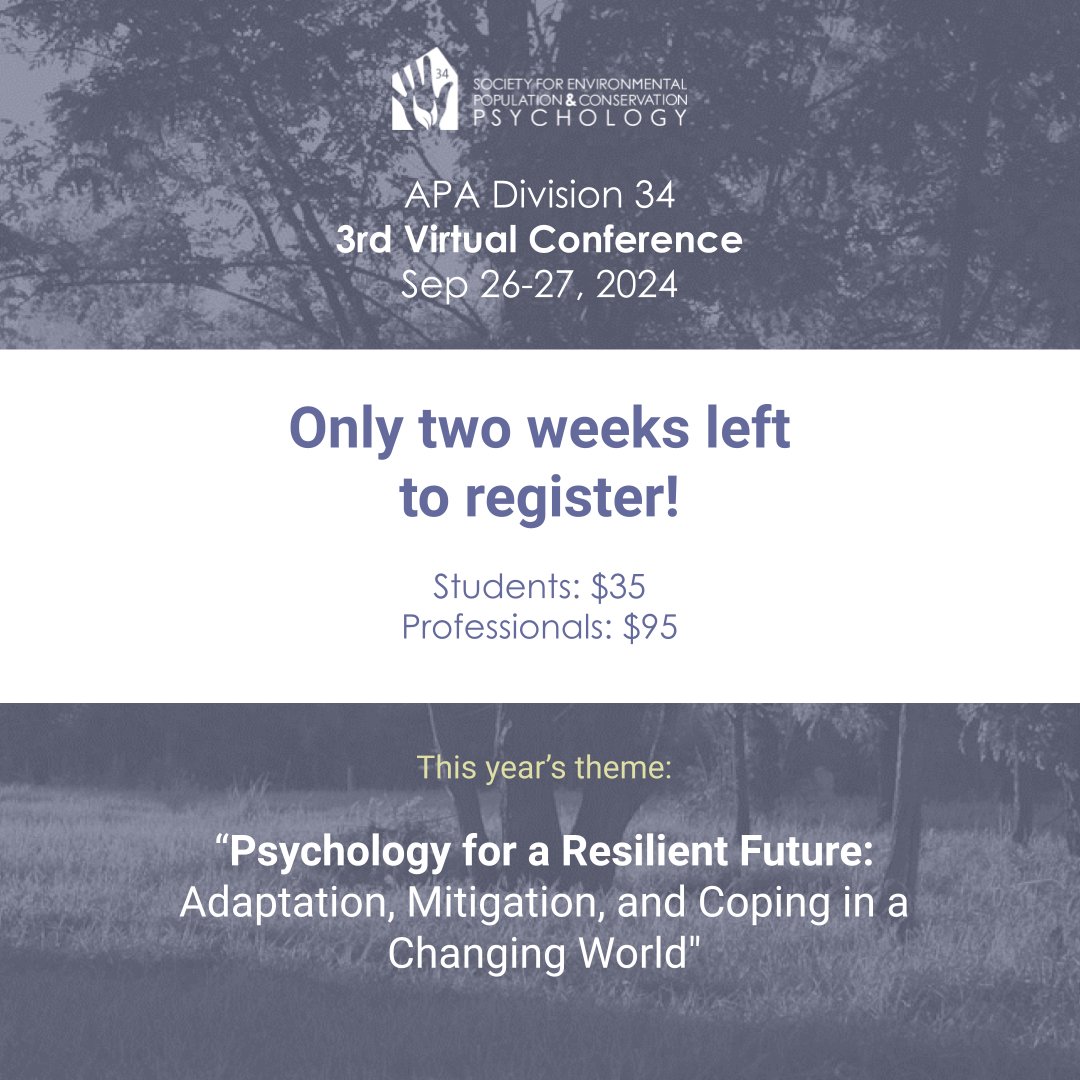 Only one week left to register! Registration for the 2024 virtual conference is open until 9/19!

Register at bit.ly/3Y1PIUy.
Financial Waiver Applications are due by 9/18:
bit.ly/45YchMb.