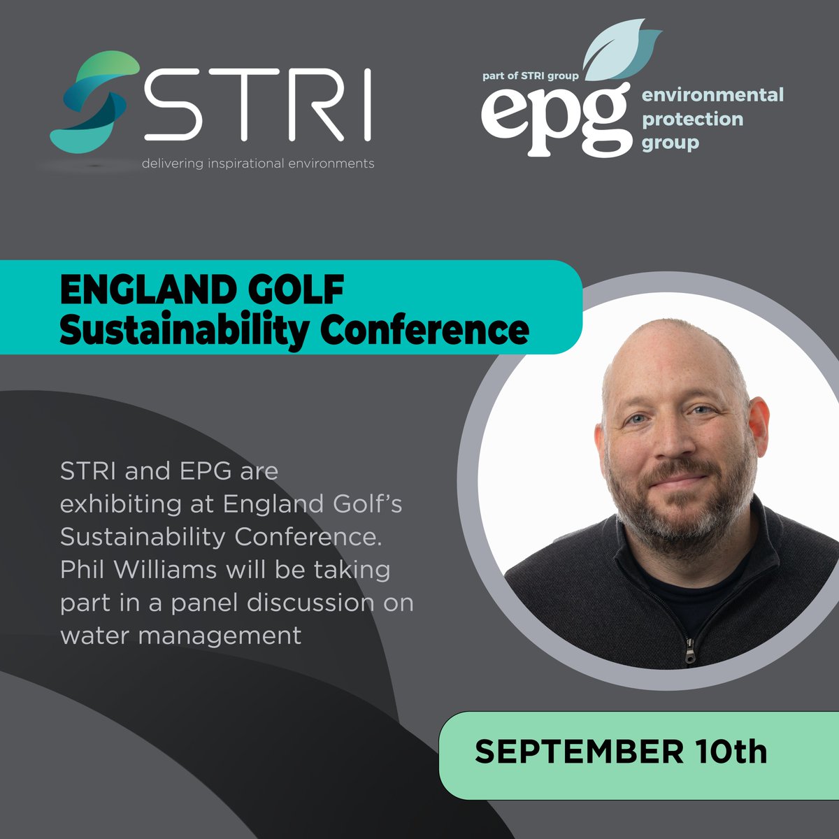 Golf Environment Awards (@golfenvawards) on Twitter photo We're delighted to be supporting England Golf's Sustainability Conference next week at Woodhall Spa Golf Club.
We'll have members there from <a href="/strigroup_/">STRI Group</a> and <a href="/EPGLimited/">Environmental Protection Group (EPG)</a>, with Phil Williams taking part in the 'Wait, what, water?' panel discussion hosted by Owen James. We're delighted to be supporting England Golf's Sustainability Conference next week at Woodhall Spa Golf Club.
We'll have members there from <a href="/strigroup_/">STRI Group</a> and <a href="/EPGLimited/">Environmental Protection Group (EPG)</a>, with Phil Williams taking part in the 'Wait, what, water?' panel discussion hosted by Owen James.