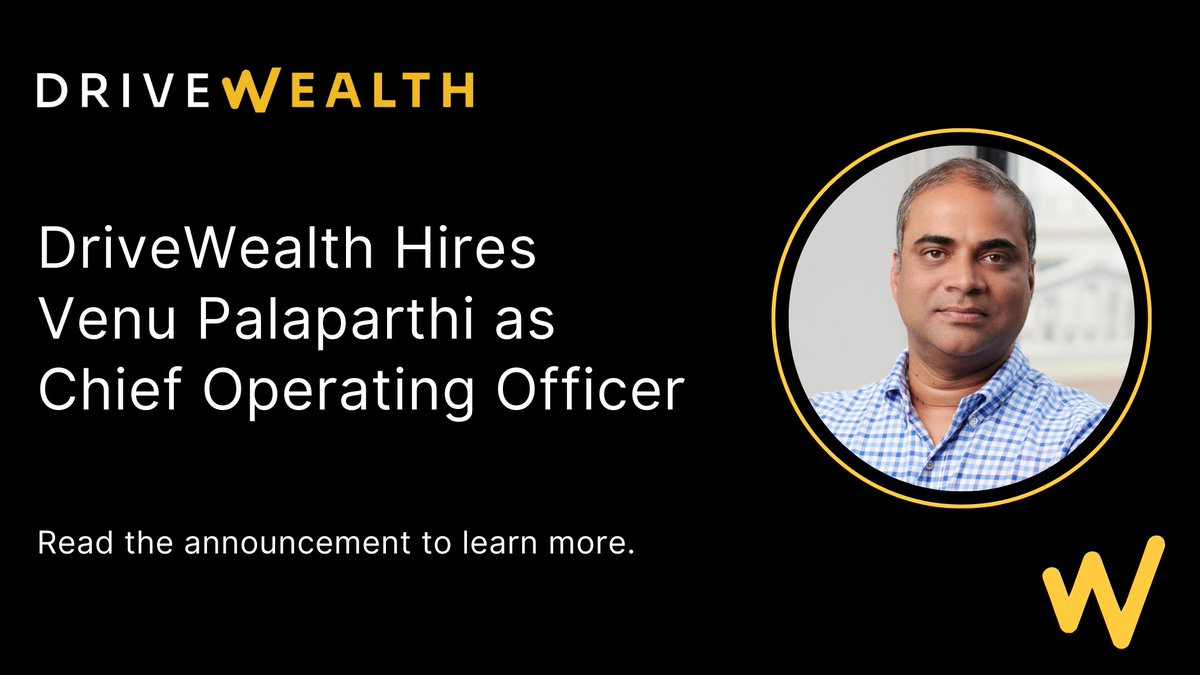 We’re excited to welcome Venu Palaparthi as Chief Operating Officer! This strategic addition to our leadership team will play a key role as we expand our operations globally.

Read our announcement to learn more: drivewealth.com/2024/09/drivew…

#NewHire #Culture #Operations