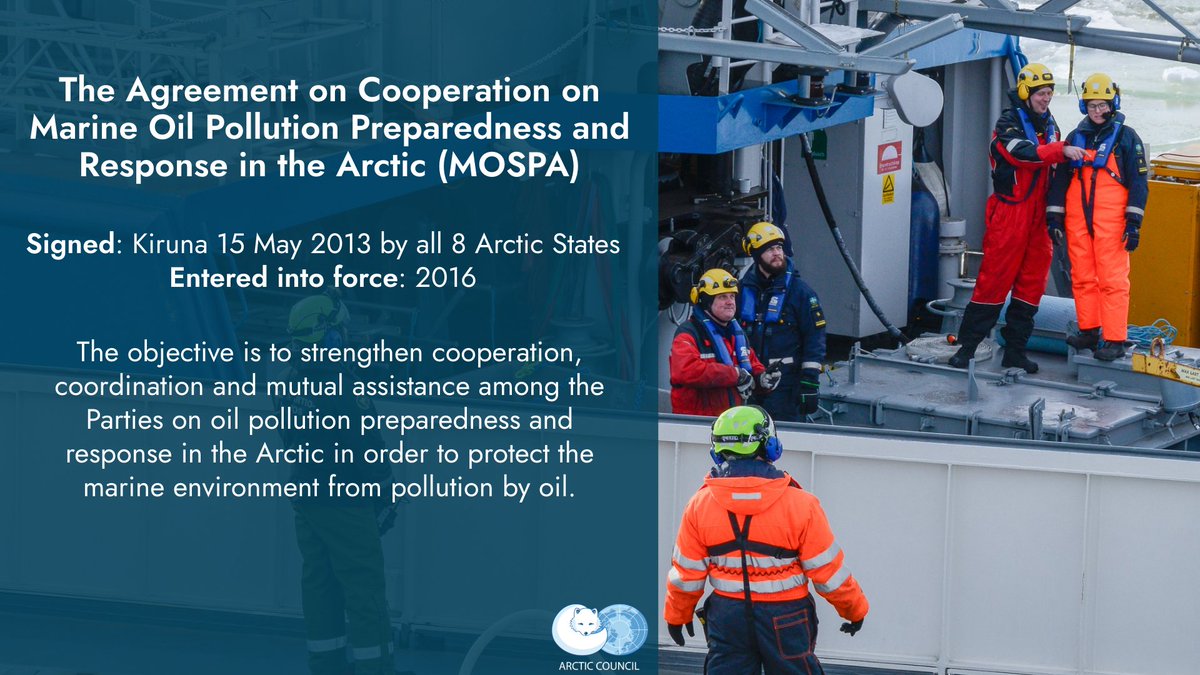 Arctic Council (@arcticcouncil) on Twitter photo As shipping & exploration activities in the Arctic increase, so does the risk of oil spills. In 2013 under the auspices of the Council, Arctic States signed an agreement on marine oil spill pollution in the Arctic.
<a href="/EPPR_Arctic/">Emergency Prevention, Preparedness and Response</a> implements the agreement & operational guidelines. As shipping & exploration activities in the Arctic increase, so does the risk of oil spills. In 2013 under the auspices of the Council, Arctic States signed an agreement on marine oil spill pollution in the Arctic.
<a href="/EPPR_Arctic/">Emergency Prevention, Preparedness and Response</a> implements the agreement & operational guidelines.