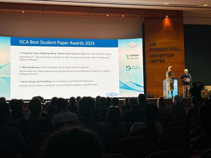 Congrats to <a href="/USC_SAIL/">SAIL</a> Kevin Huang for receiving a Best Student Paper award at #interspeech2024!
<a href="/USCViterbi/">USC Viterbi School</a> <a href="/CSatUSC/">USC Thomas Lord Department of Computer Science</a> <a href="/USCMingHsiehEE/">USC ECE</a> <a href="/USCResearch/">USC Research</a>