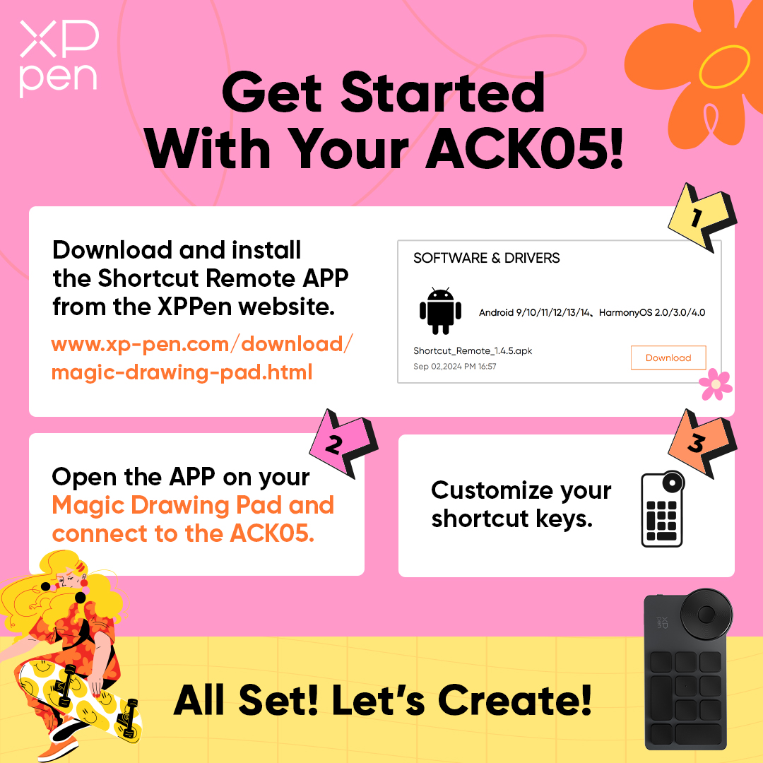 xppenusa's tweet photo. 🎉 Great news, artists! The #ACK05 Wireless Shortcut Remote is now compatible with the Magic Drawing Pad! 🎨✨
Get yours here🔍 https://t.co/F6ExwuJu6F
Download the driver here🔍https://t.co/HfFoktL8Fn
Let your creativity flow! 💖✏️
#ack05 #magicdrawingpad https://t.co/cXgAff3k3C