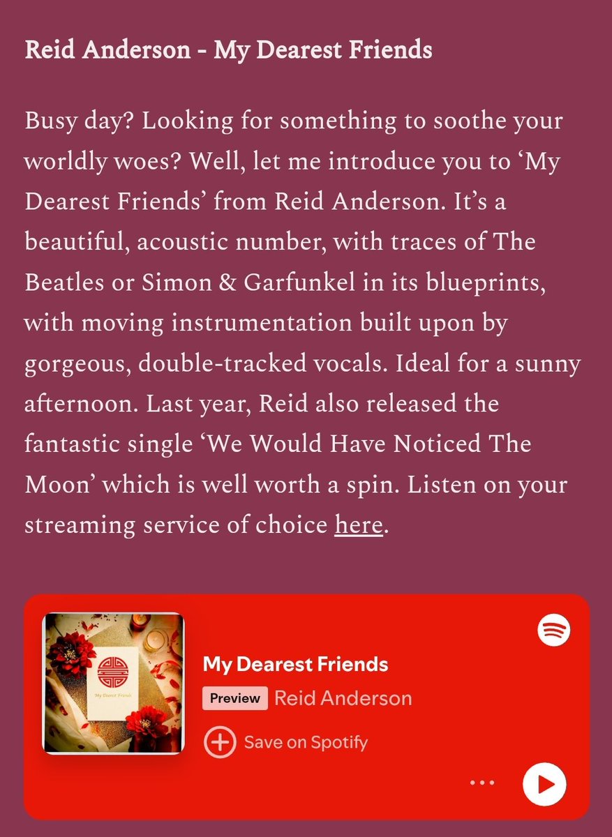 Big thanks to New Sounds Union for the review of 'My Dearest Friends'.