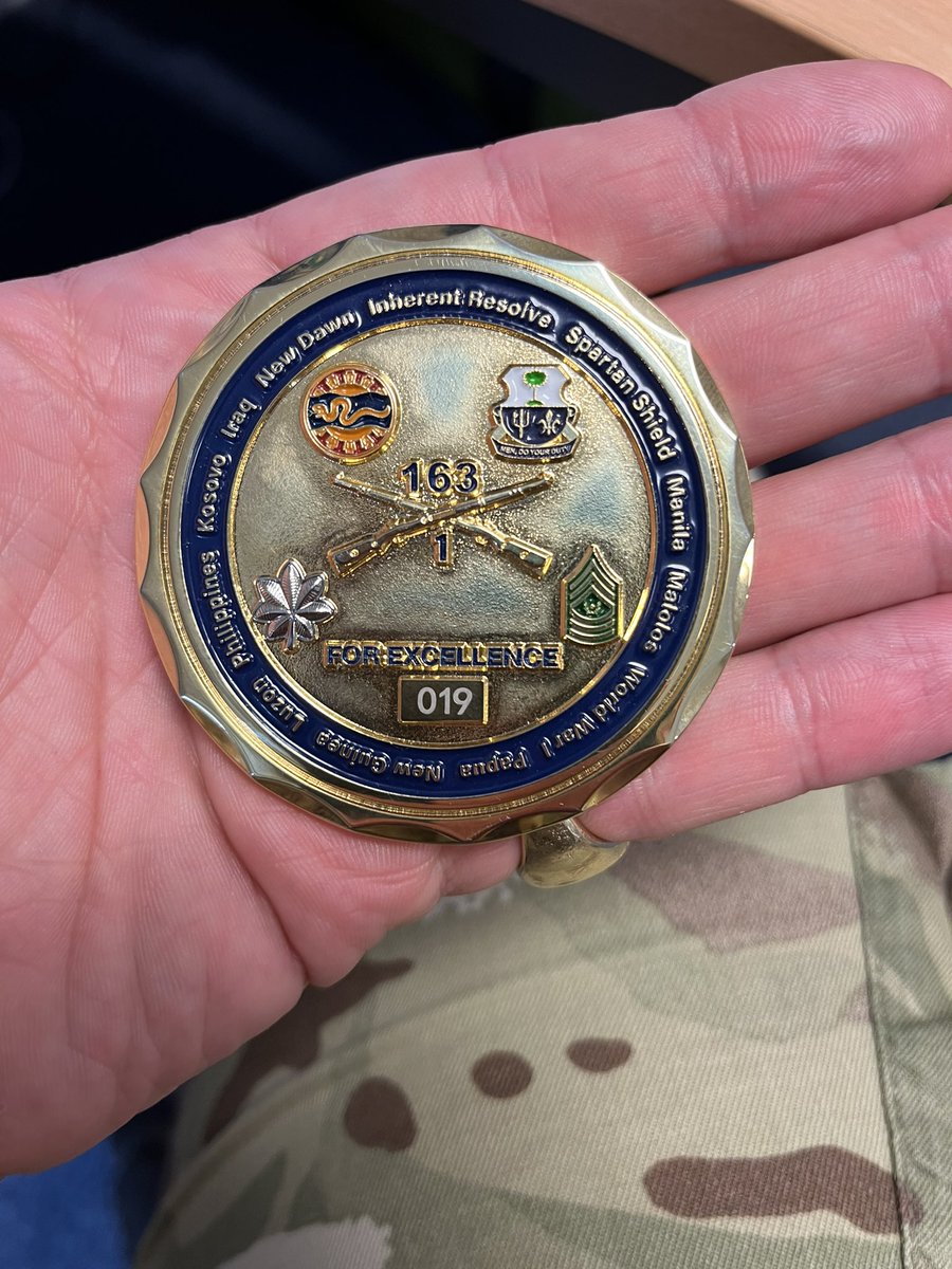 yager2015's tweet image. It’s the little things that count - I was given this by CO 1-163rd Cavalry Regiment on Sunday, having looked after ten of his troops. I know #challengecoins aren’t everyone thing, but I think this one is pretty cool!