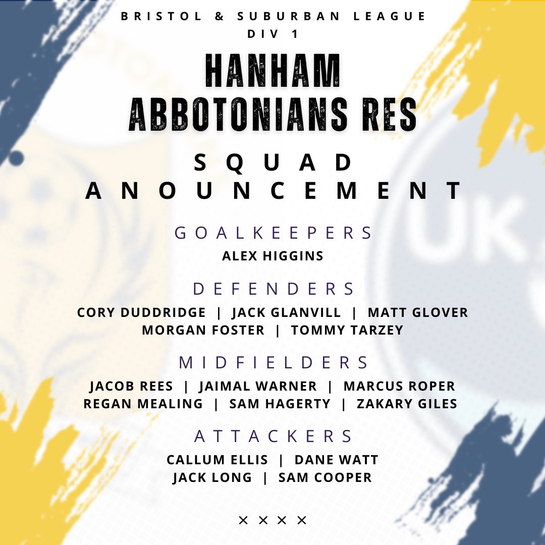 🚨FIRST GAME + SQUAD ANNOUNCEMENT🚨

First game of the 24/25 season we have <a href="/theCosmosUK/">Cosmos UK FC</a> ⚽️

📅 Sat, 7th Sep 2024
📍Lees Hill, Kingswood
🕑 2pm Kick Off

Get down and support the mighty yellows 🟡🔵!!

instagram.com/p/C_h-9yMooI9/…

#hanhamabbots #firstgameoftheseason #yellows 💪🏼