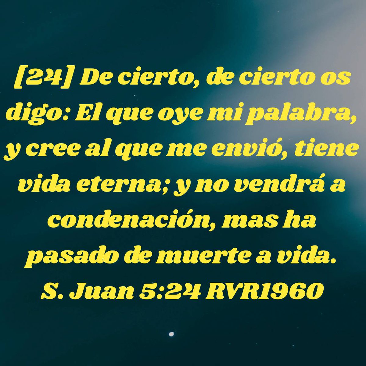 Buenos días  😊
Queridos  y Queridas de todo el mundo :
Tremenda verdad para cada uno de nosotr@s 🫂
Juan 5:24 RVR1960
[24] De cierto, de cierto os digo: El que oye mi palabra, y cree al que me envió, tiene vida eterna; y no vendrá a condenación, mas ha pasado de muerte a vida.