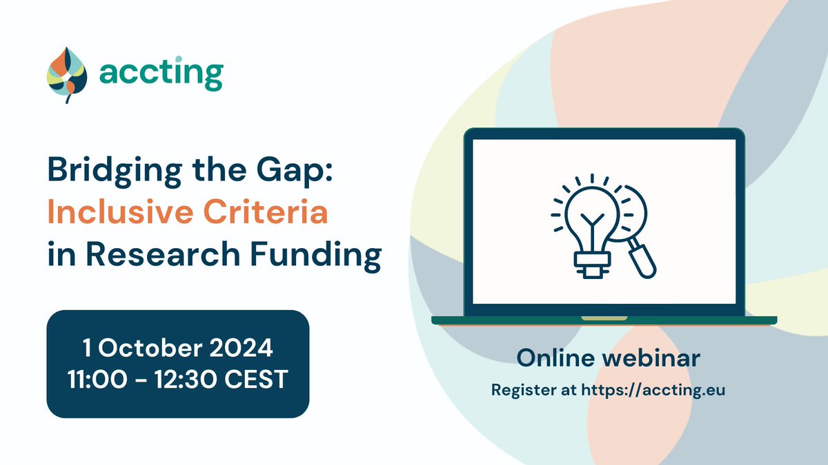 📢 New <a href="/ACCTING_EU/">ACCTING</a> webinar on Inclusive Criteria in Research Funding!
📅 01/10/24, 11:00–12:30 CEST
We'll explore how to incorporate the needs of vulnerable groups in #ResearchFunding w/ Dr. Petropoulos (<a href="/HIGGS3HIGGS/">HIGGS</a>) &amp; Prof. Holman (<a href="/UAICiasi/">UAIC IASI</a>)
👉Register: accting.eu/accting-webina…