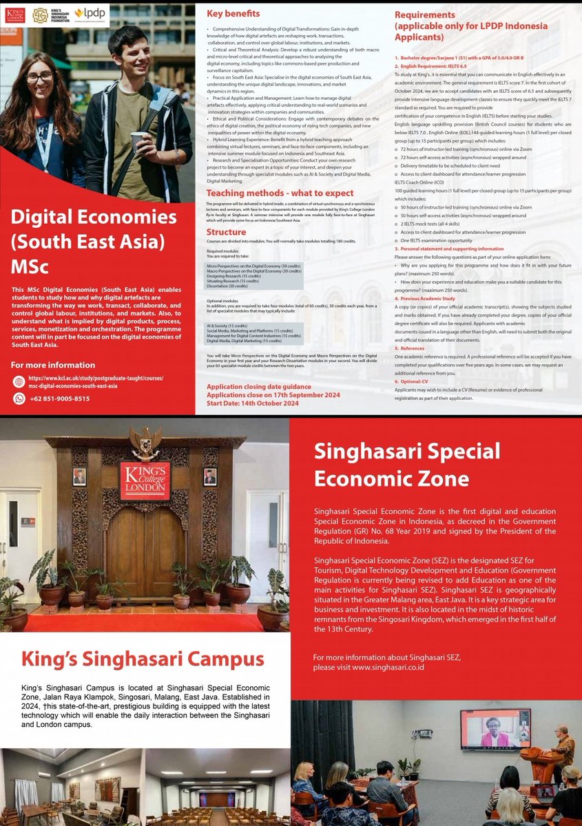 WOYYY Kaget abis dapet email dari LDPD wkwkkwkw menurutku ini gebrakan yg paling gacor dari mereka. Taun lalu kiranya cuman gimmich tau-tau betulan dibuka!!!

Kings College London buka cabang dan yg bikin lucu dia buka cabang di Singosari, Malang.

I repeat
SINGOSARI, MALANG!🤣