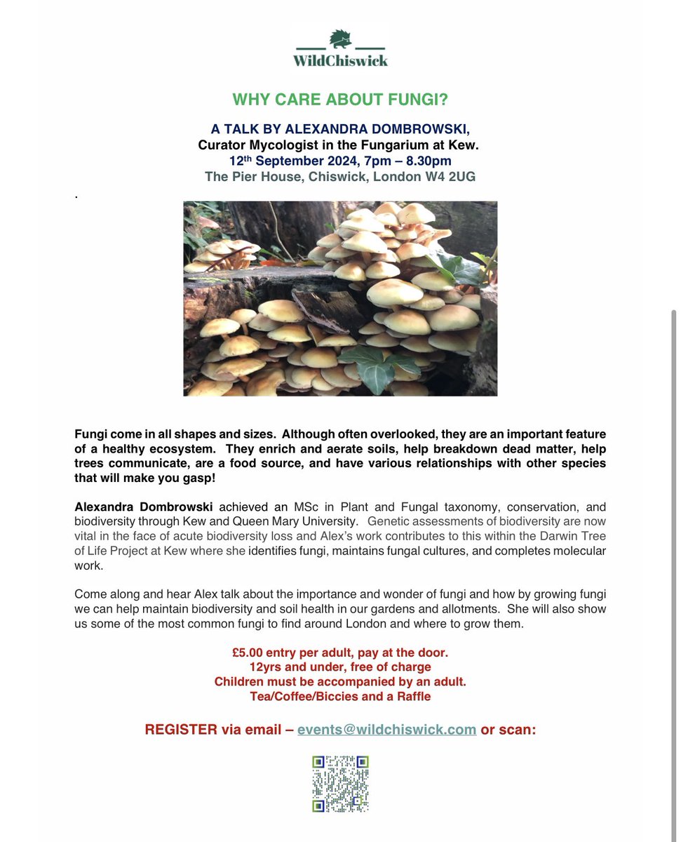 old_chiswick's tweet image. Upcoming @wildchiswick event about fungi on Thursday, September 12th, 7pm-8:30pm at The Pier House W4 2UG