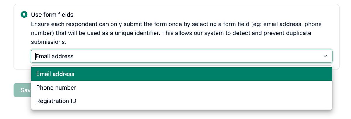 NeetoForm's tweet image. Feature update: Now you can ensure each submitter can only submit the form once by selecting a form field (eg: email address, phone number) that will be used as a unique identifier. 

You can read more about it here help.neetoform.com/p/a-51909313 

#saas #saasproduct #formbuilder…