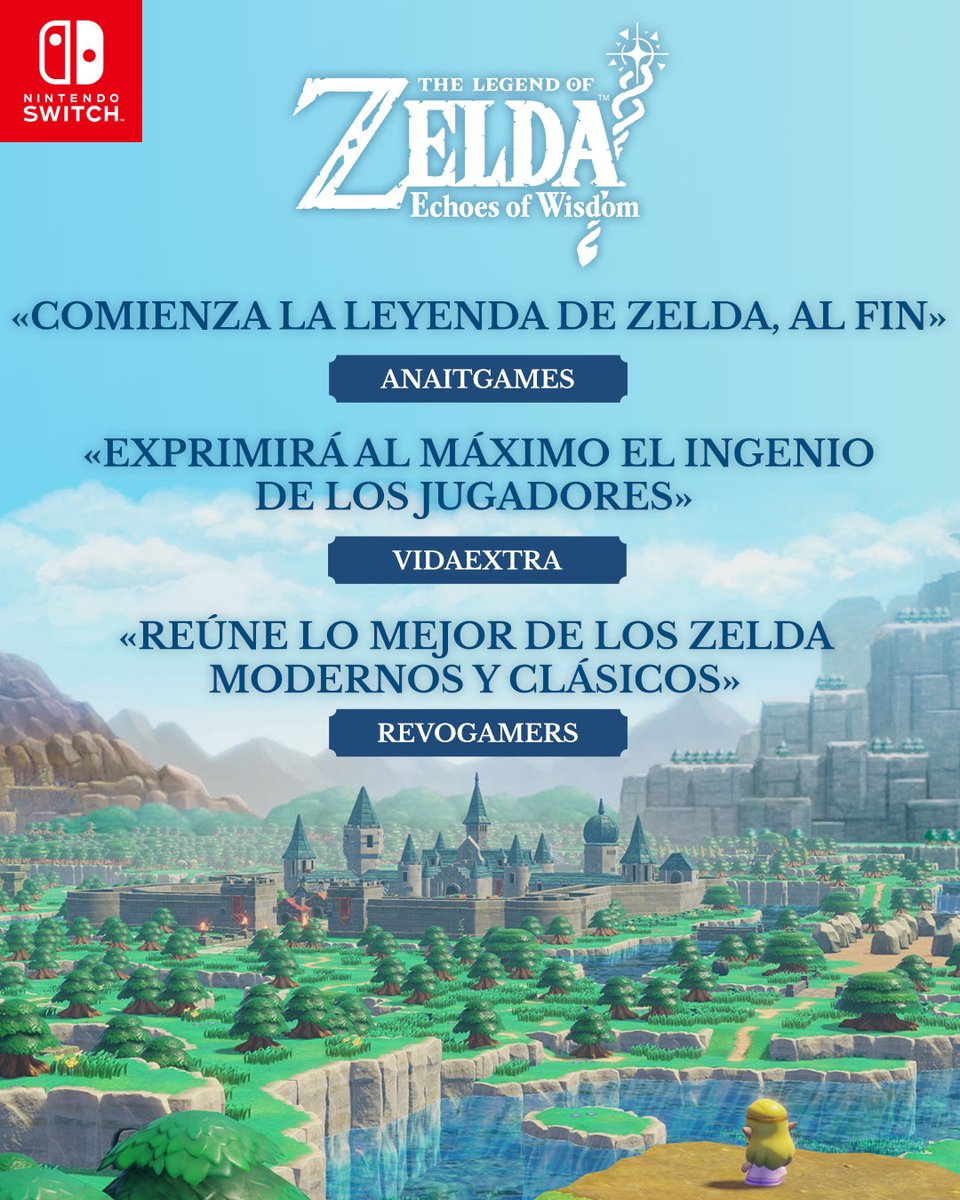 Usa la sabiduría de la princesa Zelda para crear réplicas, superar obstáculos y explorar todos los rincones de Hyrule en The Legend of #Zelda: #EchoesOfWisdom para #NintendoSwitch.

Los medios ya lo han probado, ¡descubre aquí sus primeras impresiones! ntdo.com/6018fBmlm