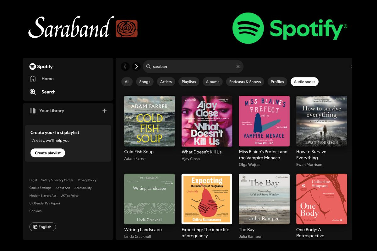 Adam Farrer (JUST BOOK POSTS NOW) (@adamjfarrer) on Twitter photo Cold Fish Soup is now available on Spotify along with the rest of <a href="/SarabandBooks/">Saraband Books</a> audiobooks. Many of these titles are included in a Premium subscription. You could listen to them if you like (and should). Cold Fish Soup is now available on Spotify along with the rest of <a href="/SarabandBooks/">Saraband Books</a> audiobooks. Many of these titles are included in a Premium subscription. You could listen to them if you like (and should).