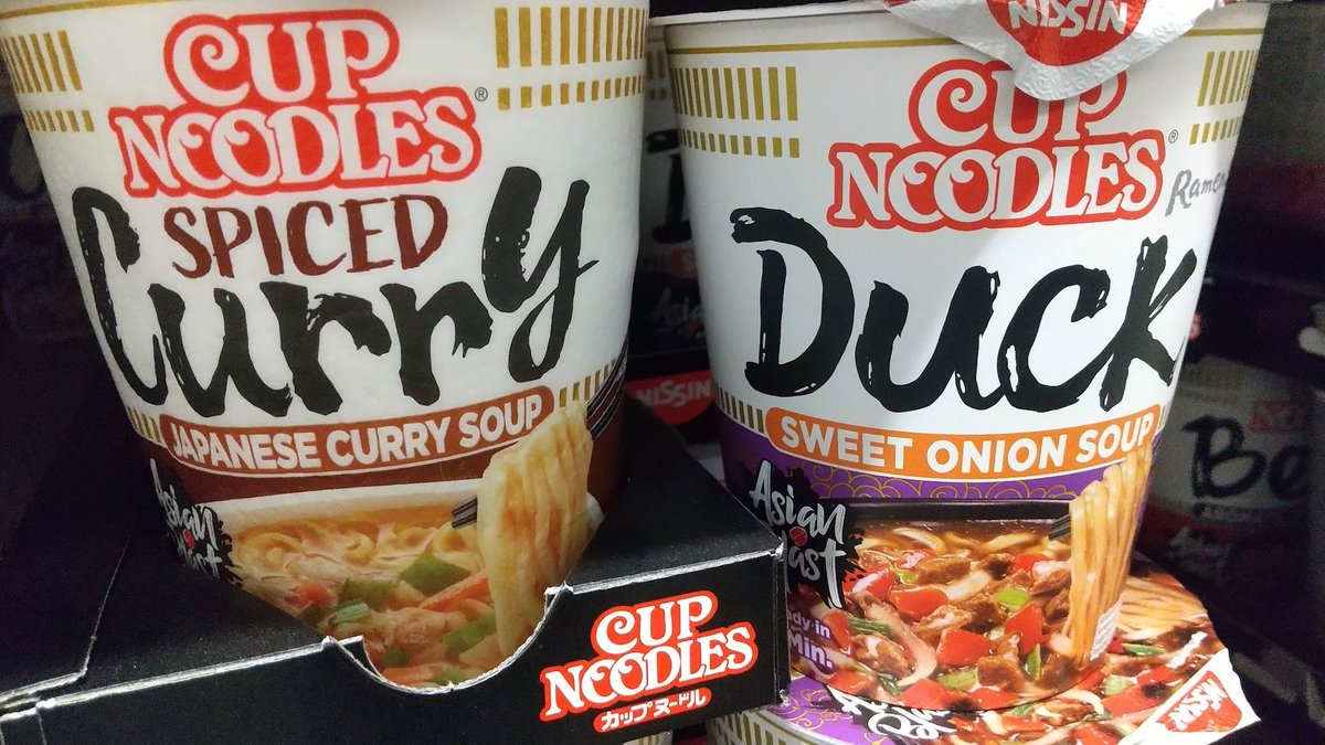Nissin Cup Noodles for the European taste: Veggie Miso, Shrimp Soy