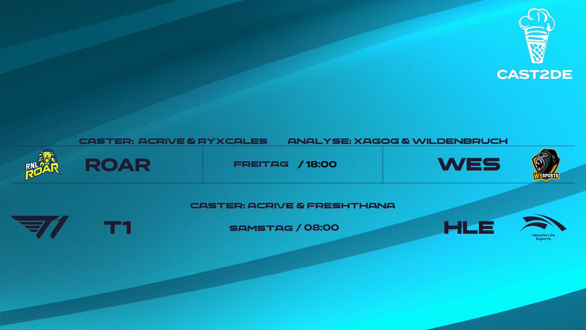 Acrivelol's tweet photo. DIE NÄCHSTEN 2 TAGE GIBT'S BANGER
@PrimeLeague Liga 2/3 Promotion UB Finale:
RNL ROAR vs WeSports am Freitag um 18 Uhr
mit @ryxcales
und Analyse von @Wildenbruch_lol & @xagog42
----
LCK PLAYOFFS LB Finale:
T1 vs Hanwha Life Esports am Samstag um 8 Uhr
mit @FreshThanaTV https://t.co/Ct69s9OVlW