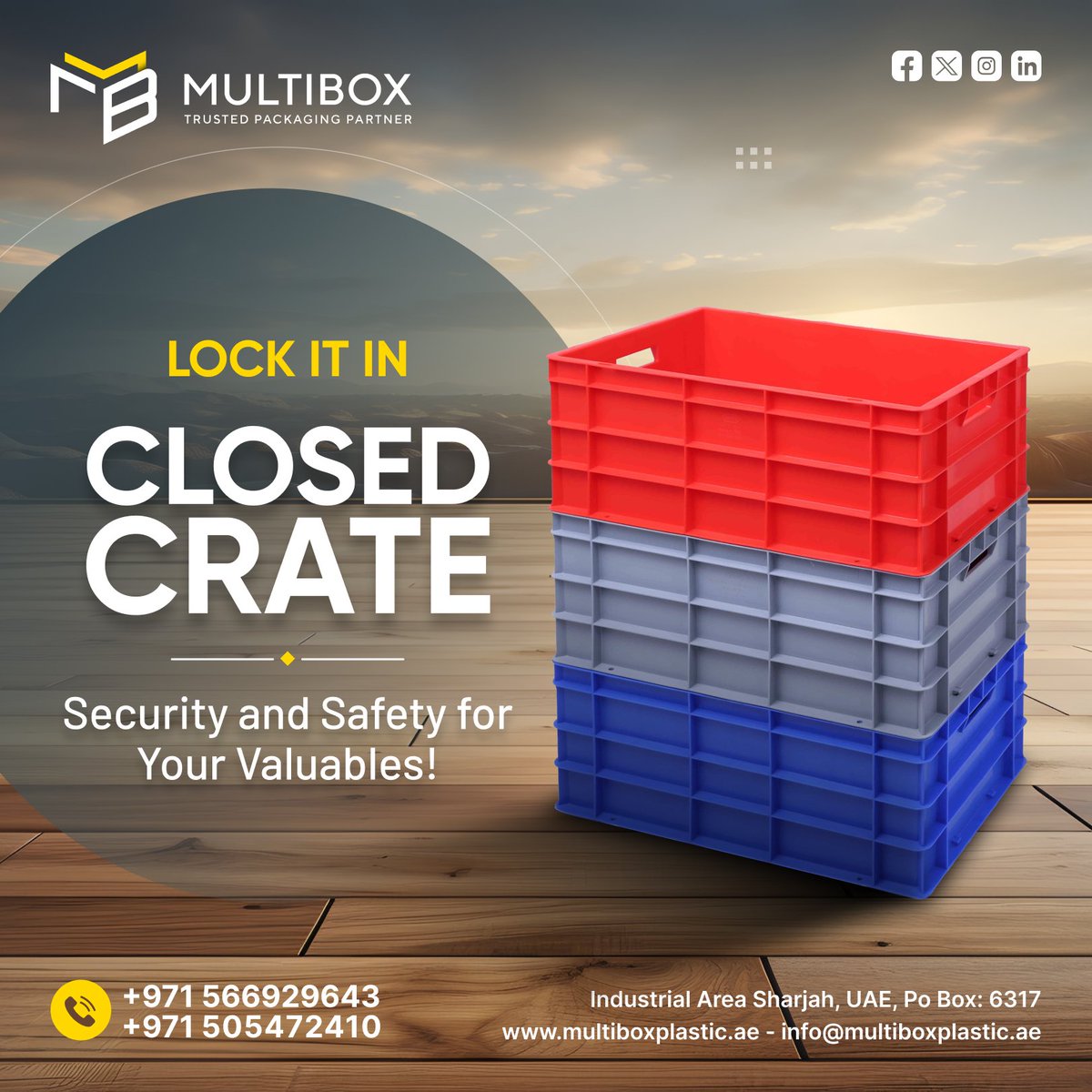 MultiboxPlastic's tweet image. Lock It in Closed Crate: Security and Safety for Your Valuables in UAE at Multibox Plastics!

 +971 566929643,+971 505472410

#UAESuppliers #SecureStorage #ValuableProtection #Dubai #Sharjah #AbuDhabi #Multibox #LockableCrates #SafetySolutions #MultiboxPlastics #DurableSecurity
