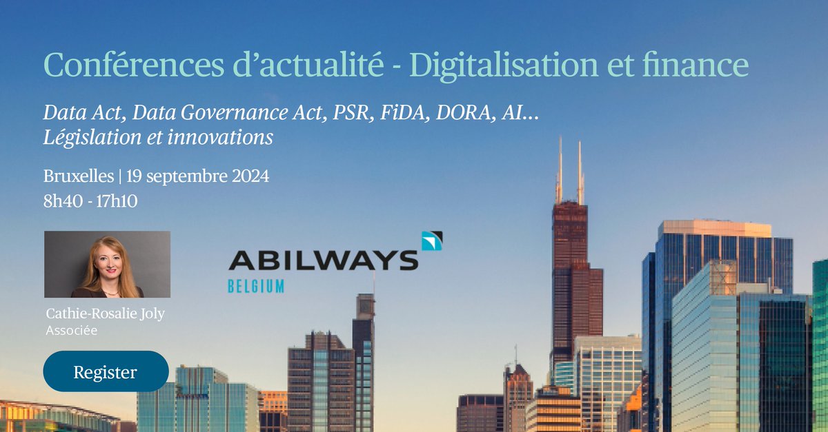 Bird & Bird France (@twobirdsfr) on Twitter photo 📢 SAVE THE DATE | Conférence “Digitalisation et finance” le 19 septembre 2024 à Bruxelles., avec notre associée <a href="/JOLYCathie/">JOLY Cathie-Rosalie</a>.
📅 Jeudi 19 septembre 2024, de 8h40 à 17h10 📍 en ligne ou à Bruxelles 👉 2bird.ly/3yU8zqJ 📢 SAVE THE DATE | Conférence “Digitalisation et finance” le 19 septembre 2024 à Bruxelles., avec notre associée <a href="/JOLYCathie/">JOLY Cathie-Rosalie</a>.
📅 Jeudi 19 septembre 2024, de 8h40 à 17h10 📍 en ligne ou à Bruxelles 👉 2bird.ly/3yU8zqJ
