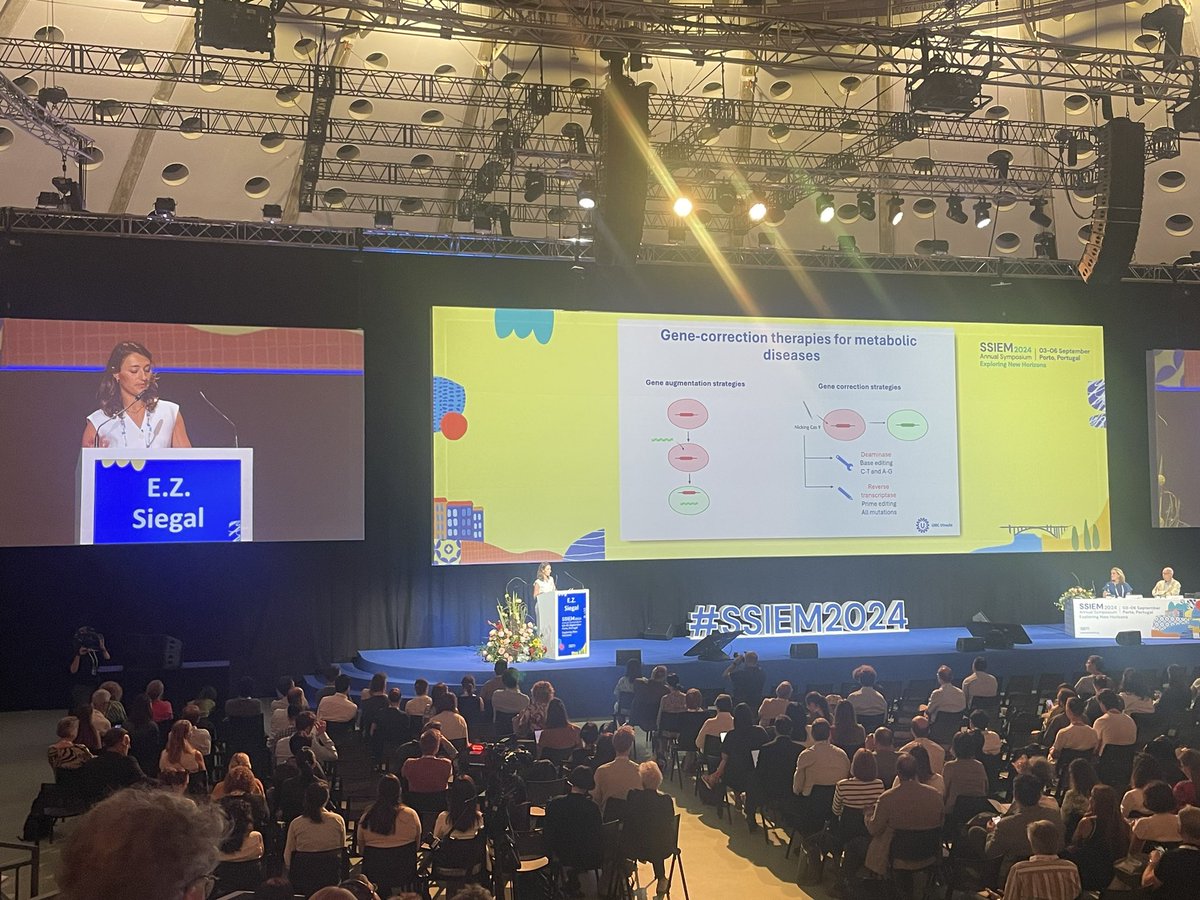 Continuing in the Innovative Therapies parallel session, Lisa Siegel excels on the 3rd day of her phd, discussing the challenges of delivering genomic therapies to organs other than the liver:
Virus-like particles for gene-correction therapies for metabolic diseases. 
#SSIEM2024