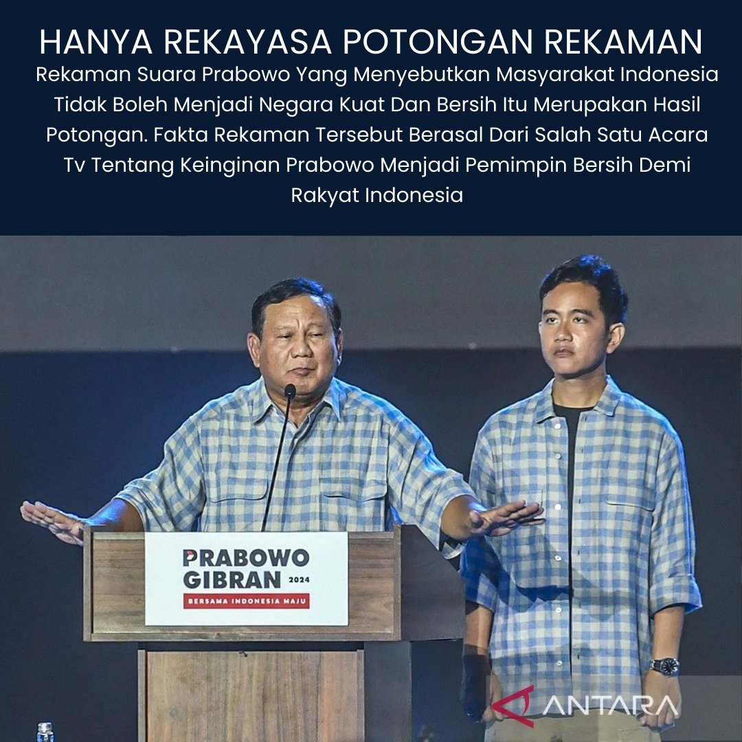 Rekaman suara yang mendengarkan suara Prabowo ingin masyarakat tetap bodoh merupakan hasil potongan

Saya SD Kaesang Paus Arab Saudi CPNS Jatinangor Pope Vatikan Rocky Diperpanjang Silfester Innalillahi Bobo Misa #giants #sbhawks #seibulions #lovefighters #chibalotte
