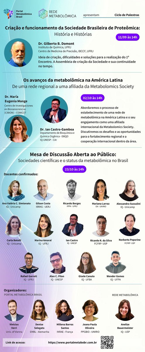 ++ Ciclo de Palestras ++  

Sociedades científicas e o status da metabolômica no Brasil  

O Portal Metabolômica Brasil e o Rede Metabolômica tem o prazer de anunciar um ciclo de palestras voltada ao entendimento do funcionamento de diferentes sociedades científicas.