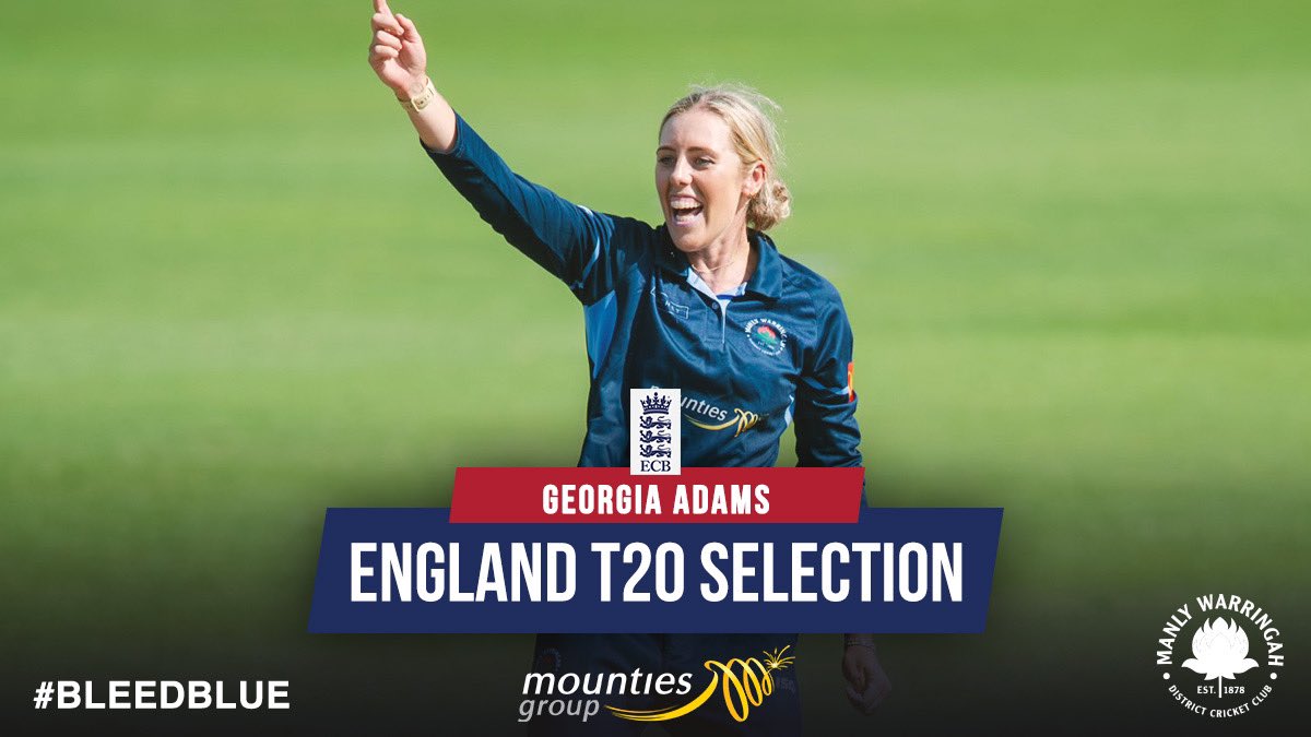 Congratulations to Women’s 1st Grade Co-Captain <a href="/GeorgiaAdams01/">.GeorgiaAdams.</a> on her selection in the <a href="/englandcricket/">England Cricket</a> T20 squad for the upcoming series against Ireland! Her selection is a well-deserved reward for her consistent outstanding performances. Best of luck in the series 
 #bleedblue