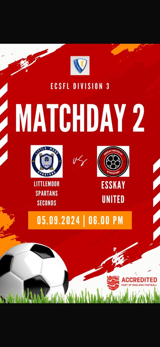 Esskay united FC (@esskayunitedfc) on Twitter photo We take on <a href="/lmsfcofficial/">Little Moor Spartans FC</a> seconds in our second league game of the season tonight. Get down an support the lads!
#utsk
WOODLANDS PARK, SK2 5AP 6:00pm We take on <a href="/lmsfcofficial/">Little Moor Spartans FC</a> seconds in our second league game of the season tonight. Get down an support the lads!
#utsk
WOODLANDS PARK, SK2 5AP 6:00pm
