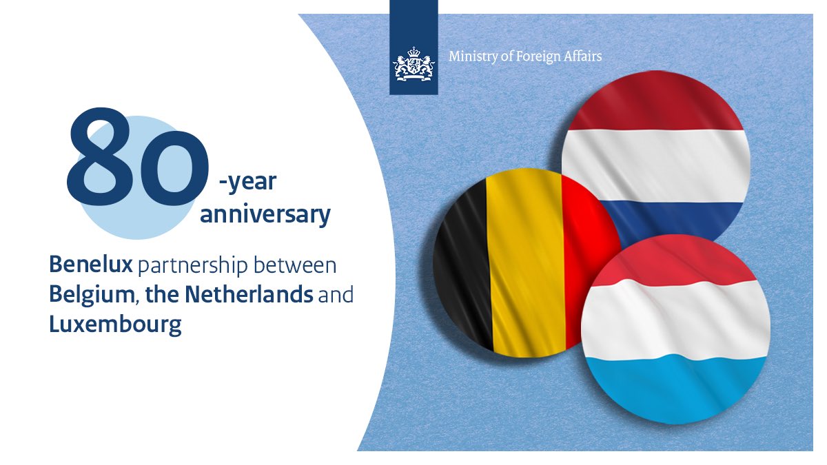 Today we celebrate the 80th anniversary of the #Benelux! 🇧🇪🇳🇱🇱🇺 

This partnership between Belgium, the Netherlands, and Luxembourg has contributed to our shared security and economic growth. 

Together, we strive for a safe, prosperous, and sustainable future.