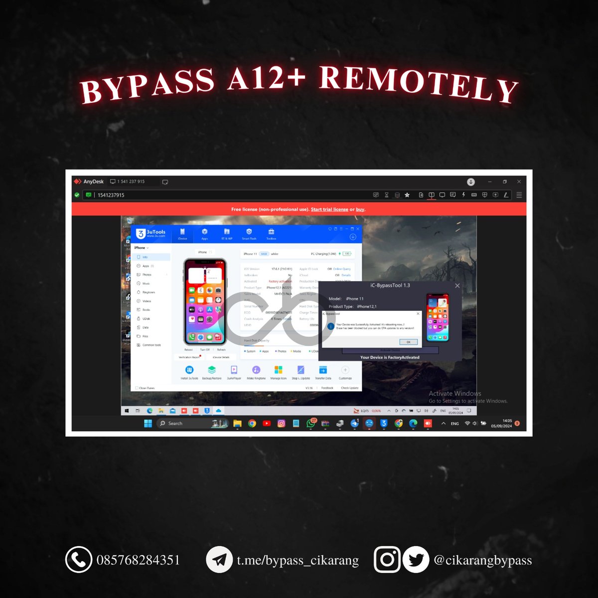cikarangbypass's tweet photo. Bypass A12+ Devices iOS 17 latest 🚀
- iPhone 11 WiFi Only
- iPhone XS WiFi Only

Need register SN/remotely services? DM @cikarangbypass https://t.co/d5CKxRZMXM