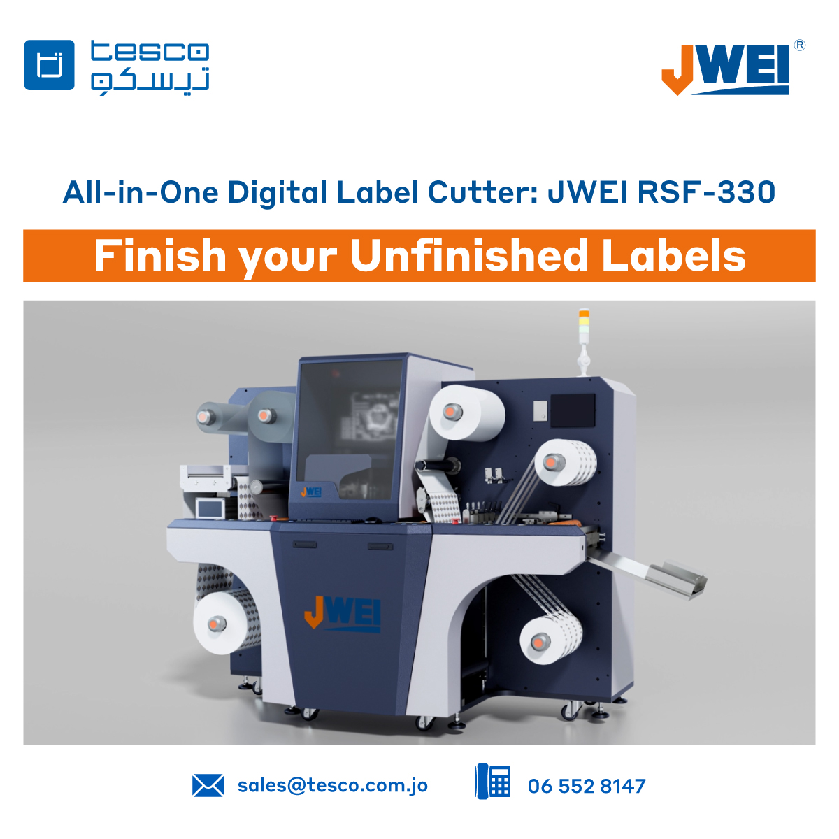 TescoJordan1's tweet image. The All-in-One JEWI Digital Label Cutter has been installed and operated in Jordan by Tesco.
Finish your Unfinished!

للمزيد من العملومات، شركة تيسكو: هاتف 065528147 – ايميل: sales@tesco.com.jo

#tescojo #Jewi #labelcutter #finishing #labelprint