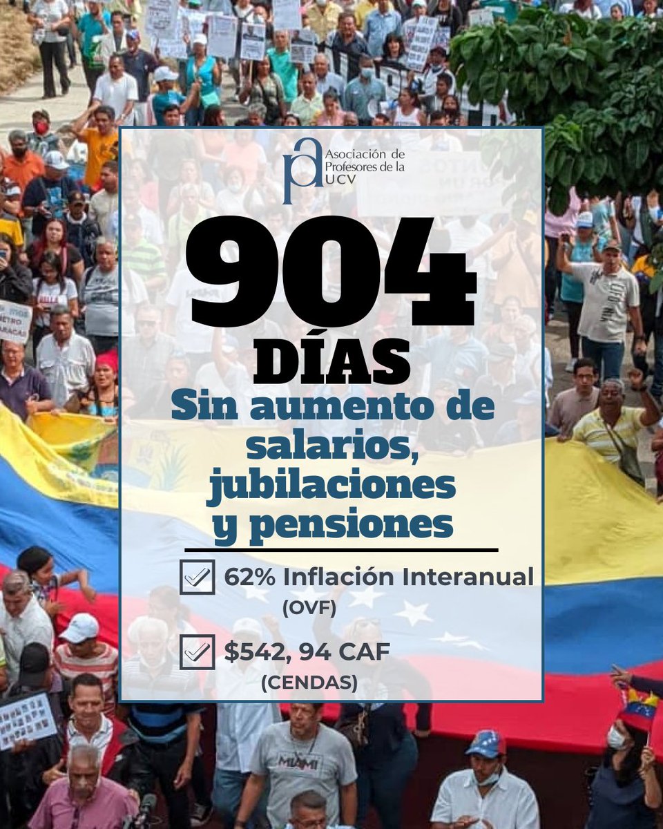 APUCV's tweet photo. #UCV #Profesores #SalariosDignosYa #BonoNoEsSalario #Venezuela https://t.co/g042by88cy