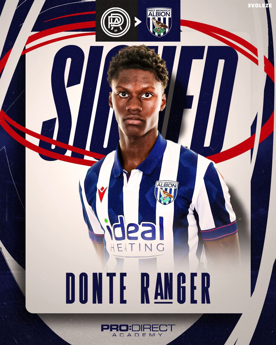 DONTE RANGER SIGNS FOR WEST BROM FC ‼️

A huge congratulations to Donte who has signed a 2️⃣ year deal at West Brom. ⚽️✍️ 

Everyone connected at @prodirectacademy &amp; <a href="/prodirectsoccer/">Soccer Players News</a> would like to wish Donte the very best of luck on the next steps of his football journey 👏