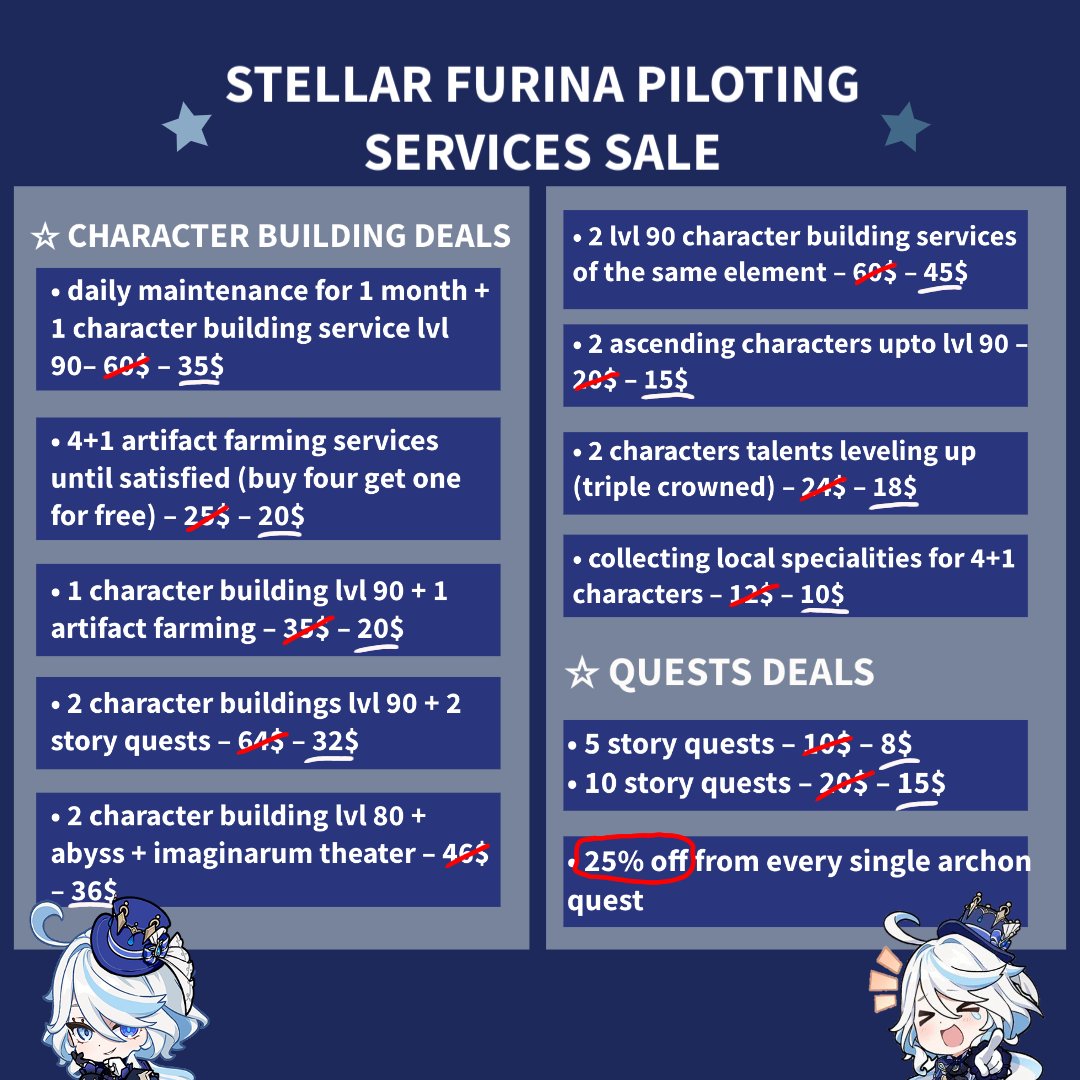 vodyatsar's tweet photo. GENSHIN IMPACT PILOTING SERVICES SALE ! 

new region got released but still havent caught up with the game? then feel free to check out this sale ! which includes character building deals &amp; exploration service ^^ 

DM or fill up the form in bio to avail ! #genshin #genshinnatlan https://t.co/bzNYf3vnvx