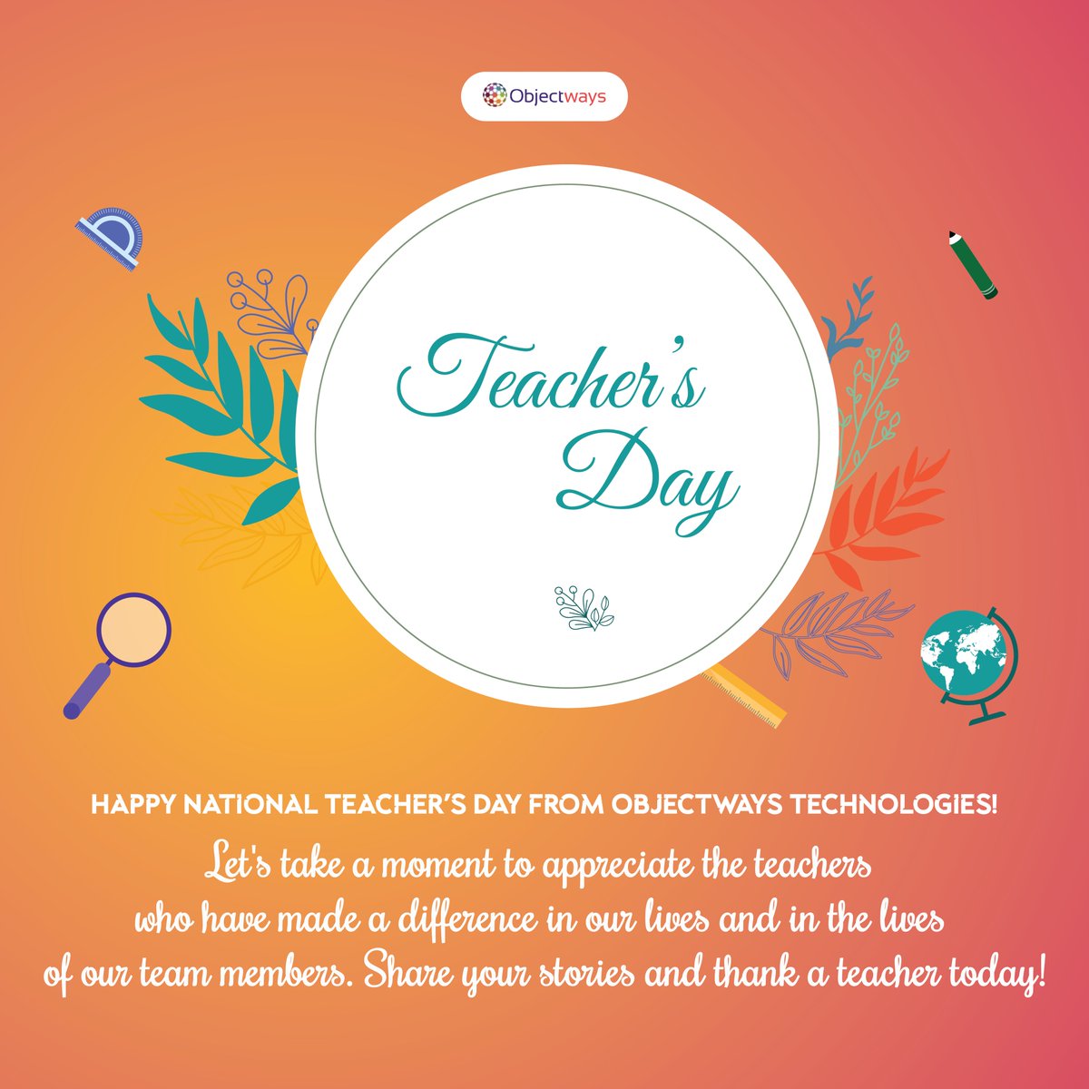 objectways's tweet photo. Let's take a moment to appreciate the teachers who have made a difference in our lives and in the lives of our team members. Share your stories and thank a teacher today!
#objectways #teachersday #celebration #wishes #objectways #datalabeling 
https://t.co/szsd20Hgi3 https://t.co/83dWNDZ68M