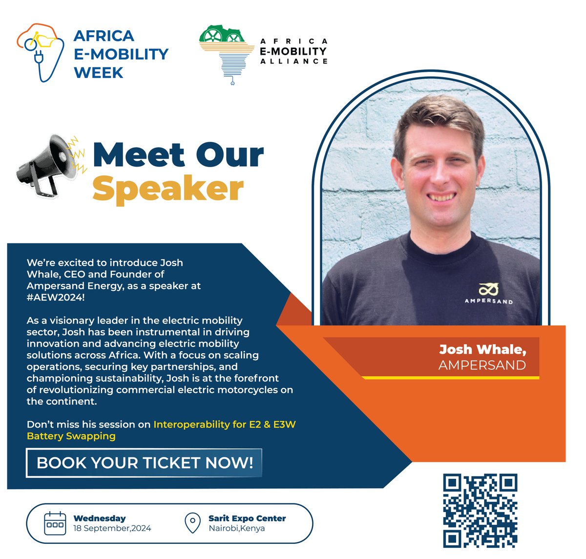 📢 SPEAKER SPOTLIGHT ALERT 📢

We’re thrilled to announce <a href="/JoshWhaleNZ/">Josh Whale Ampersand</a> , CEO and Founder of <a href="/AmpersandEnergy/">Ampersand</a>  as a speaker at #AEW2024!

To be part of AEW 2024 book your ticket here! ⤵️
africaemobilityweek.org/#buy

#EmobilityLeaders #AEW2024 #AfricaEmobilityWeek #EmobilityAfrica
