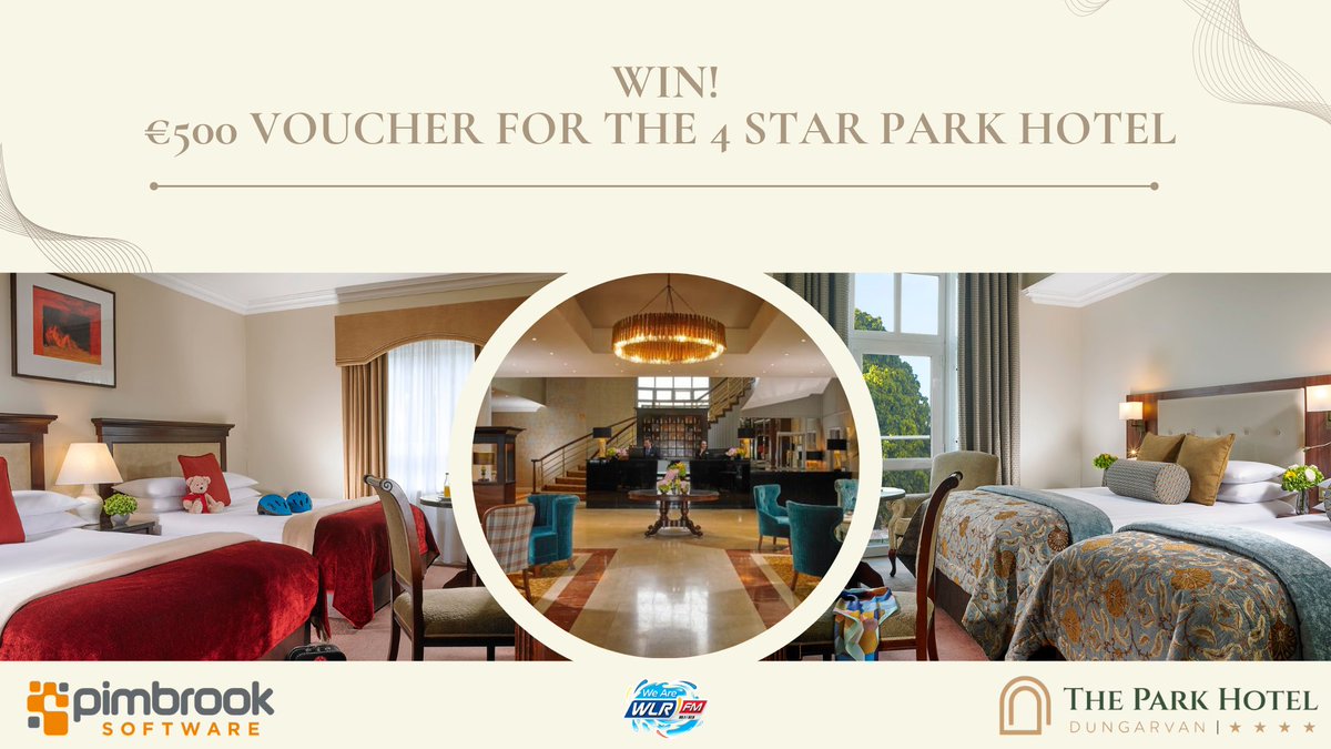 wlrfm's tweet photo. 🎉 We've teamed up with @pimbrook_SW on Déise Today all next week to give you a chance to win €500 Voucher for the 4-star @ParkHotelDungar.  
🎧 #ListenIn from Monday 9th September to enter.
📲 https://t.co/qh418jhDPk https://t.co/x9B3ctPqVi
