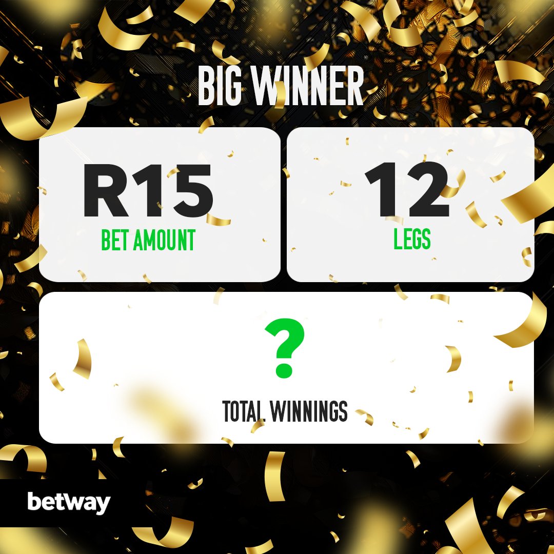 🚨 Competition time 🚨

Stand a chance to win 1 of 5 R300 Betway Bucks vouchers 🔥

Simply;
1. Tell us how much do you think our Big Winner won 👀
2. Use #BetwayBigWinner
3. Share this post

Just imagine 🤯

Random winners will be announced at 3pm

#BetwaySquad