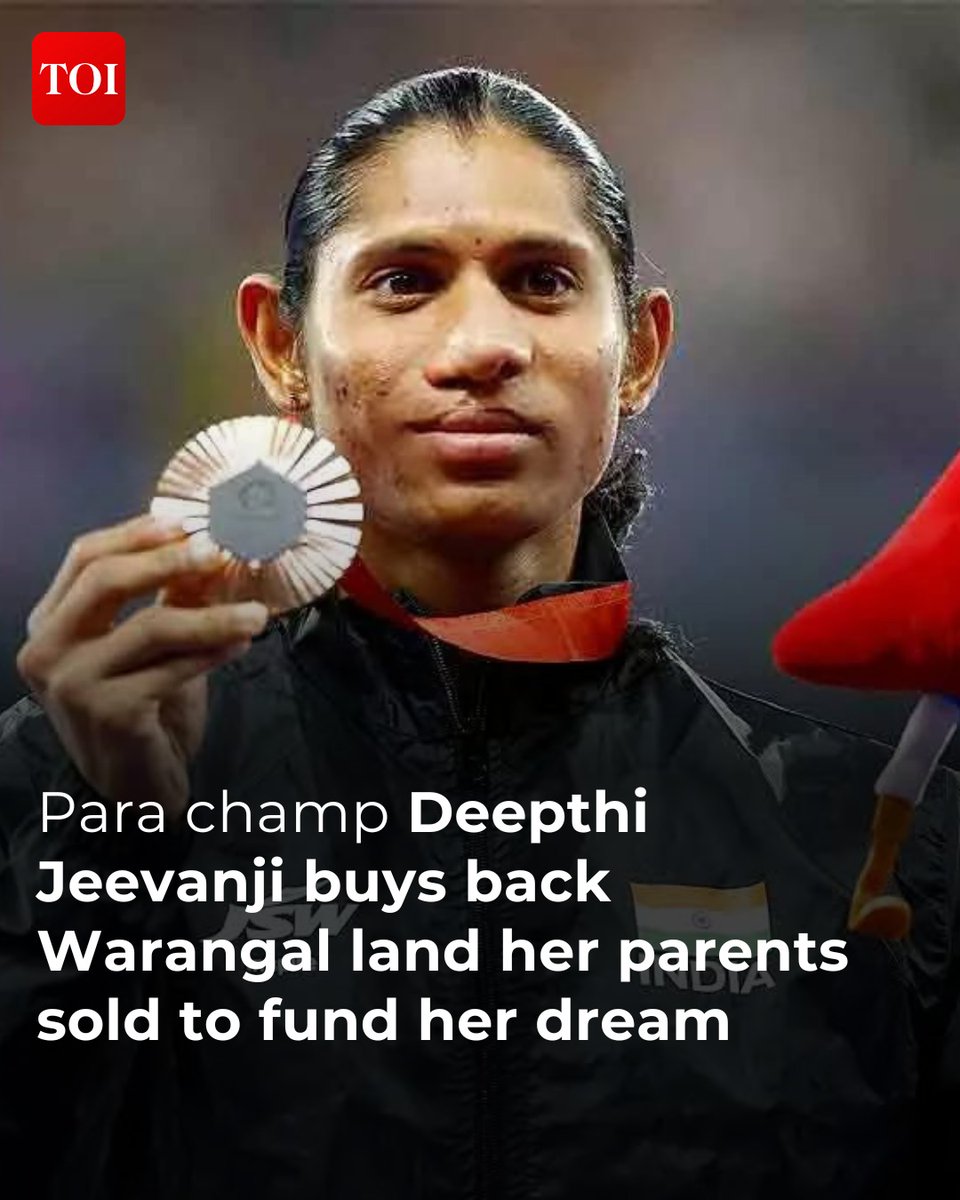 timesofindia's tweet image. Para champ #DeepthiJeevanji recently bought back half of the one-acre plot in Kalleda village in #Warangal, her home, that her daily-wager parents had sold eight years ago to support her

Read more🔗toi.in/hsAfqY17

#ParisParalympics2024 #Paralympic2024
