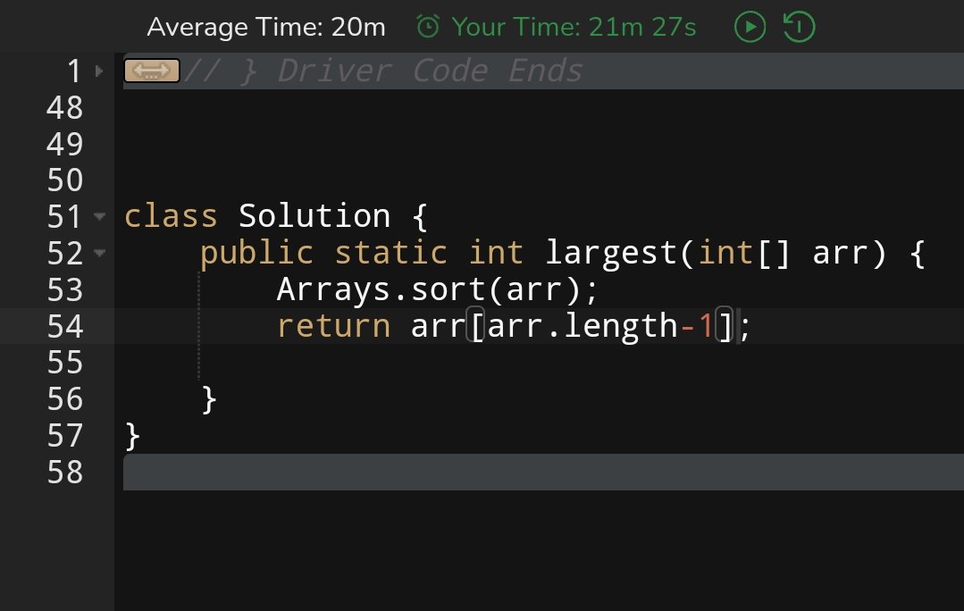 NavneetKau63647's tweet image. "Implemented a Java method to find the largest element in an array by sorting it using Arrays.sort() and returning the last element. This method efficiently handles array manipulation and sorting operations.#Java #Coding #ArraySorting #ProblemSolving #Developer"