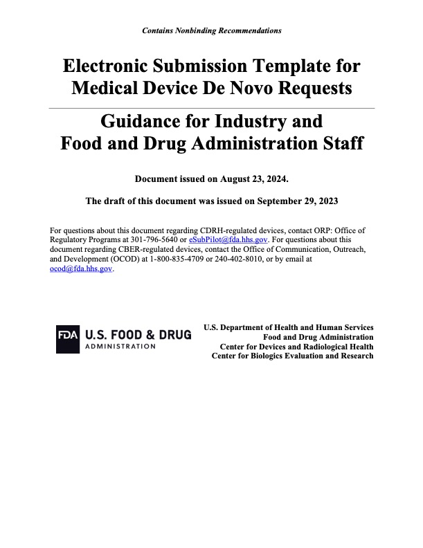 taoexcellence's tweet image. The @US_FDA s #CDRH announced in their final guidance that starting October 2025, #medicaldevice manufacturers will be required to use the electronic Submission Template and Resource #eSTAR for all de novo applications. 1/5
fda.gov/media/172450/d…
#MedicalDevices #DeNovo