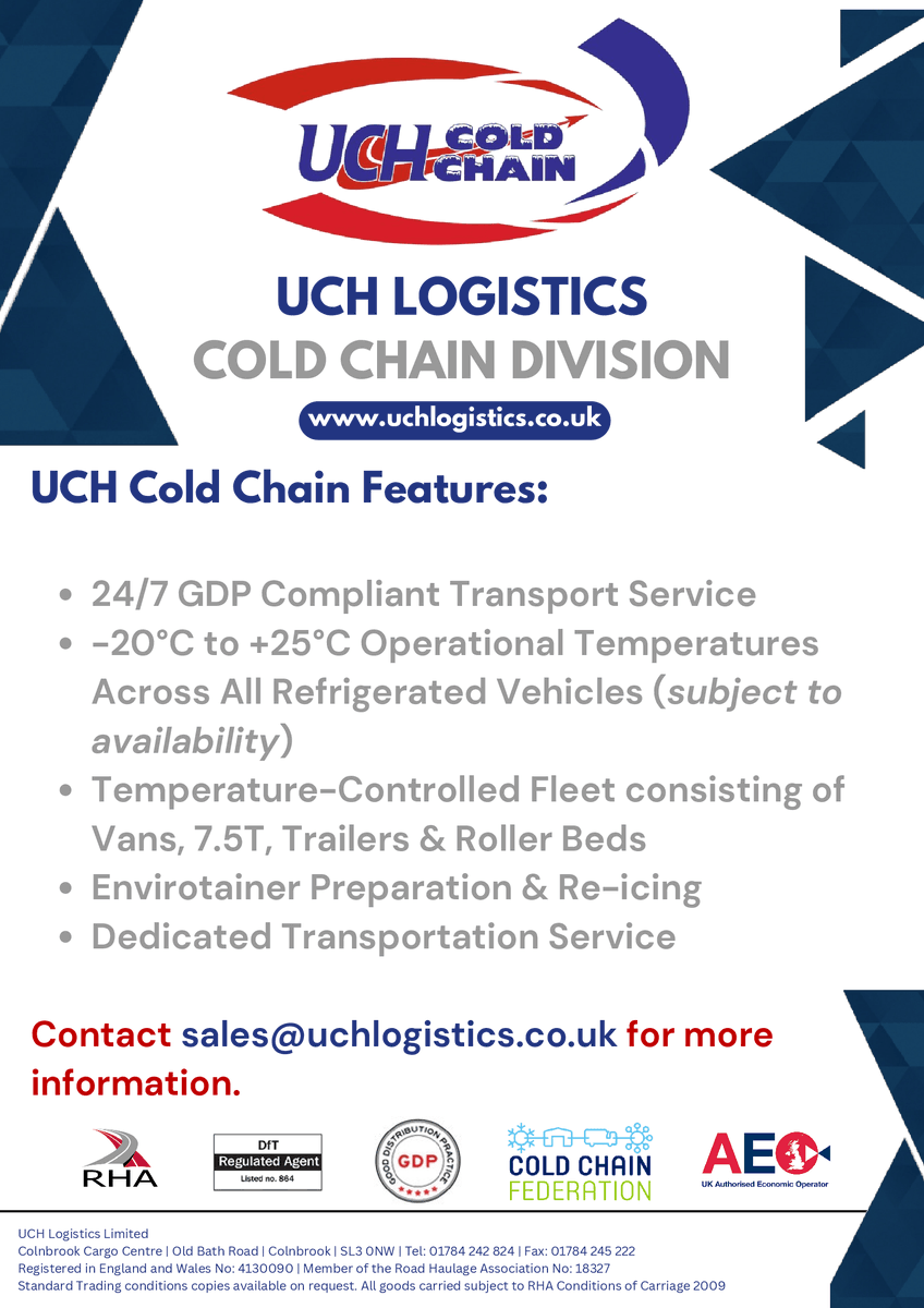 Our 24/7 GDP-Compliant Cold Chain service ensures the safe and reliable delivery of your temperature-sensitive goods.

With a state-of-the-art fleet, we are equipped to maintain temperatures from -20°C to +25°C.

#coldchain #temperaturecontrol #logistics