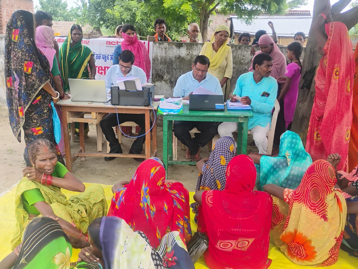 C9Khalid's tweet photo. As part of our social security campaign, a social security camp was organised by @ActionAidIndia team and volunteers in Piprasi village of Kushinagar district. More than 165 people were facilitated in filling their applications of various social security schemes of the govt. https://t.co/osdqV0ksXc
