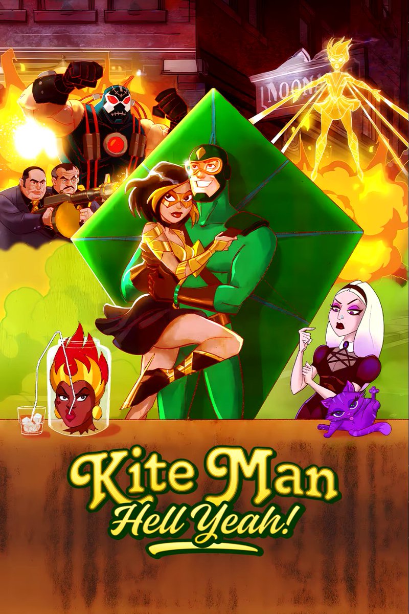 SKINSWukong's tweet image. Anyone else been watching Kite Man I think it&apos;s actually hilariously good tbh #Kiteman #DC #DCAnimation