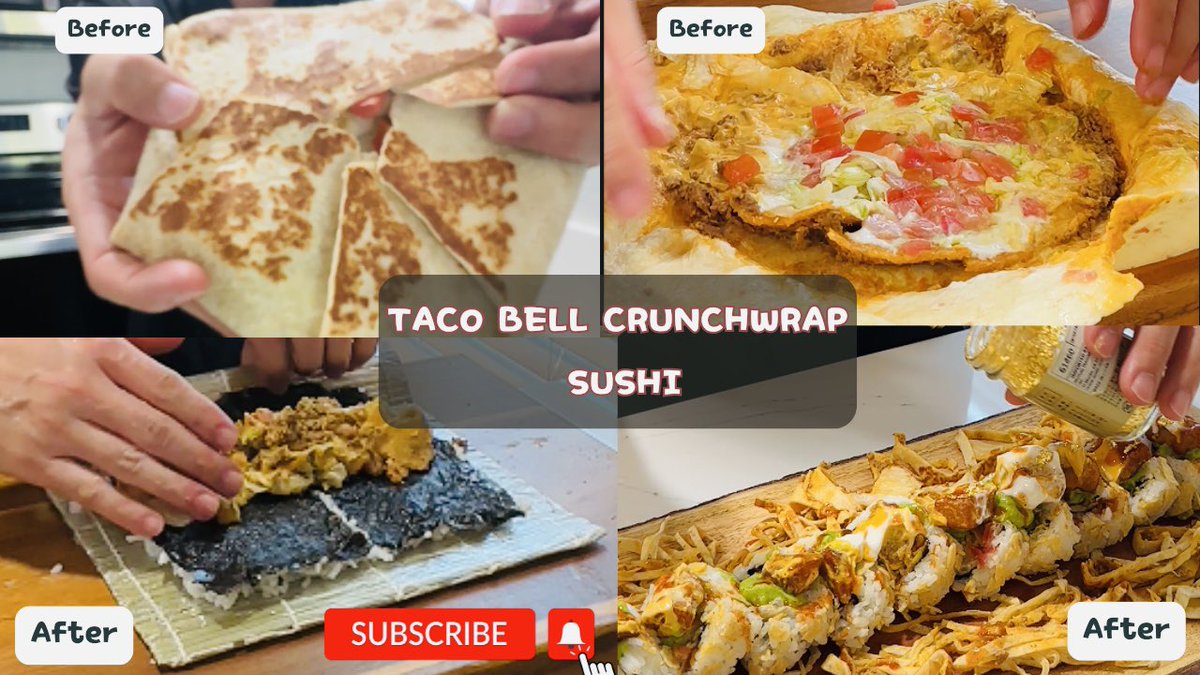 FamLeeTimes's tweet image. Taco Bell Supreme Crunch Wrap Sushi🍣 Transformation Video Must Watch! 

Make sure to subscribe ❤️ I will be Turning @kfc and @ChipotleTweets  into gourmet sushi next!!

#Sushify #crunchwrap #chefchallenge

@tacobell 🔔 🍣 

youtu.be/Ik56QbM3E_E