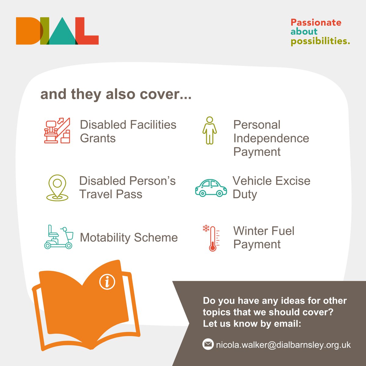 Say Hello to Our New Fact Sheets 👋

Our fact sheets are helpful resources designed to give you key information on a range of disability-related topics. 

To download our fact sheets, go to our website ➡️ dialbarnsley.org.uk/fact-sheets

#PassionateAboutPossibilities #BarnsleyIsBrill