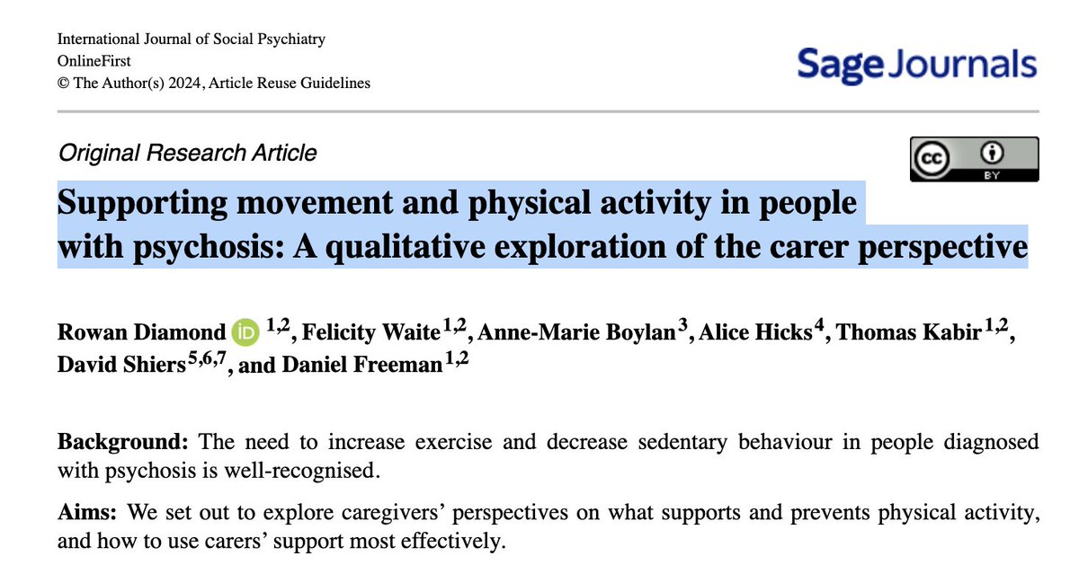 David_Shiers (@davidiris1) on Twitter photo Supporting movement and physical activity in people with psychosis. Qualitative study - an untapped resource⦠care-givers need greater recognition by services on how they can help. doi.org/10.1177/002076⦠<a href="/CizCG/">ProfessorCarolynCG</a> <a href="/simon_rosenbaum/">Simon Rosenbaum</a> <a href="/JosephFirthUoM/">Joseph Firth</a> Supporting movement and physical activity in people with psychosis. Qualitative study - an untapped resource⦠care-givers need greater recognition by services on how they can help. doi.org/10.1177/002076⦠<a href="/CizCG/">ProfessorCarolynCG</a> <a href="/simon_rosenbaum/">Simon Rosenbaum</a> <a href="/JosephFirthUoM/">Joseph Firth</a>