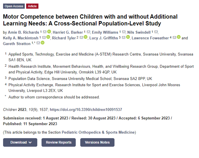 Dr Amie Richards (@amierichards) on Twitter photo This is worrying. Further research <a href="/SwanseaUni/">Swansea University</a> @SUSciEng found that, from ~5000 children, those with Additional Learning Needs were less proficient in motor skills than their peers. This likely leads to less physical activity & therefore poorer health.
shorturl.at/zQlbs This is worrying. Further research <a href="/SwanseaUni/">Swansea University</a> @SUSciEng found that, from ~5000 children, those with Additional Learning Needs were less proficient in motor skills than their peers. This likely leads to less physical activity & therefore poorer health.
shorturl.at/zQlbs