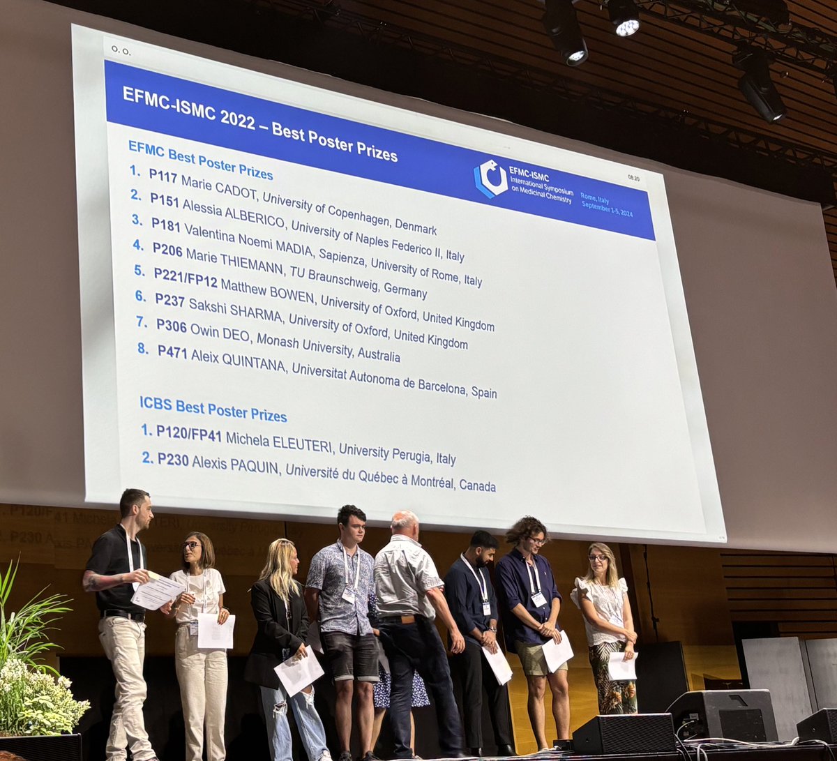 ChemMedChem (@chemmedchem) on Twitter photo Congratulations to the #EFMCISMC24 Poster Prize winners, sponsored by <a href="/ChemEurope/">Chemistry Europe</a>, <a href="/EuroMedChem/">EFMC</a> & <a href="/ChemBioSociety/">International Chemical Biology Society</a>: Marie Cadot, Alessia Alberico, Valentina Nadia, Marie Thiemann, Matthew Bowen, Sakshi Sharma, Owin Deo, Aleix Quintana, Michaela Eleuteri & Alexis Paquin! Congratulations to the #EFMCISMC24 Poster Prize winners, sponsored by <a href="/ChemEurope/">Chemistry Europe</a>, <a href="/EuroMedChem/">EFMC</a> & <a href="/ChemBioSociety/">International Chemical Biology Society</a>: Marie Cadot, Alessia Alberico, Valentina Nadia, Marie Thiemann, Matthew Bowen, Sakshi Sharma, Owin Deo, Aleix Quintana, Michaela Eleuteri & Alexis Paquin!