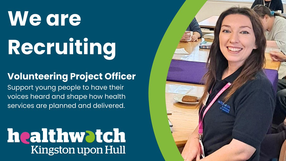 HULL CVS #NeverMoreNeeded (@hullcvs40) on Twitter photo Could you be <a href="/HealthwatchHull/">Healthwatch Hull</a>'s Volunteering Project Officer?
Helping to help empower young people, you will enable young people to drive change within local services based on what matters most to them.
£24,000 pro rata
28 hours per week
For more info: hullcvs.org.uk/jobs-vacancies… Could you be <a href="/HealthwatchHull/">Healthwatch Hull</a>'s Volunteering Project Officer?
Helping to help empower young people, you will enable young people to drive change within local services based on what matters most to them.
£24,000 pro rata
28 hours per week
For more info: hullcvs.org.uk/jobs-vacancies…