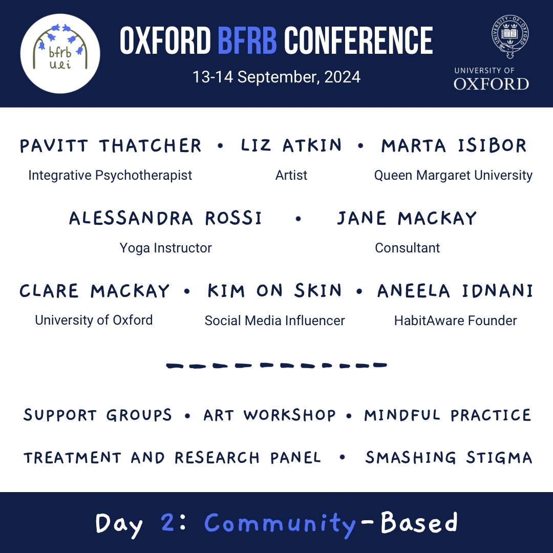 This day next week our team will be arriving into Oxford for our first BFRB Conference! We are so excited about our line-up, and we hope you are too 🥳 #OxBFRBConf